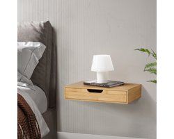 Wandplank set van 2 met lade Bokn bamboe 40x24x8 cm naturel [en.casa]