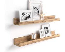 Wandplank - set van 2 - zwevende planken met hoogglans afwerking - wandplank voor fotolijstjes en boeken - woonkamer - slaapkamer - badkamer - 77cm x 10cm x 4cm keuken - bruin