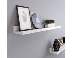 Wandplank - set van 2 - zwevende planken met hoogglans afwerking - wandplank voor fotolijstjes en boeken - woonkamer - slaapkamer - badkamer - keuken - 55cm x 10cm x 4cm - wit