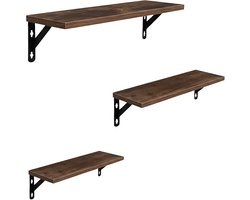 Wandplank - set van 3 - donkerbruin