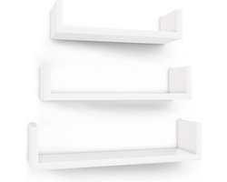 Wandplank set van 3 - Hangende plank 30/35/40 cm - Hoogglans oppervlak - Decoratief - Slaapkamer woonkamer - Keuken gang - Belastbaar tot 3/4/5 kg - Wit - LWS40WT. Wandplanken & -rekken