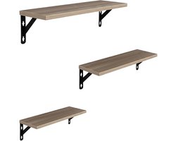 Wandplank - set van 3 - lichtbruin