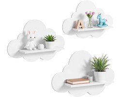 Wandplank Set - Zwevende Planken - Decoratieve Opslag - Wolk Vorm - 40 cm Breed - Wit