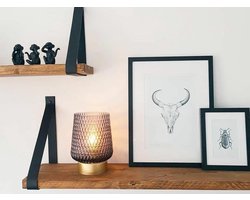 Wandplank Steigerhout 98 cm met Taupe leren Riemen