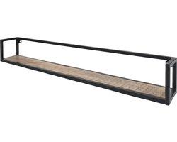 Wandplank Vintage 140 cm - Industriële Wandplank van Mangohout met Stalen Frame