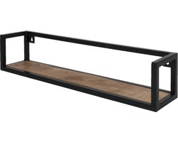 Wandplank Vintage 60 cm - Industriële Wandplank van Mangohout met Stalen Frame