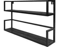 Wandplank Vintage Zwart Mangohout - Duo