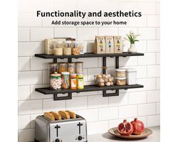 Wandplank voor Woonkamer – 1-laags houten muurplank – gelakte afwerking – minimalistische huishoudelijke wanddecoratie