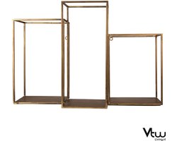 Wandplank - Wandkast - Wandrek Industrieel - Wandrek Metaal Goud Wandrekken - 65 cm
