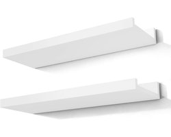 Wandplank -Wandrek - White Floating Wall Shelf - Wall - Mounted Wooden Storage Shelf for Bedrooms - Living Rooms - Bathrooms - Kitchens - and Nurseries -Display Shelf with 13.6 - Inch Decorative Ledge - White - 35*12*4