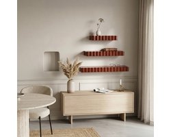 Wandplank Weaves - Donkerbruin Metaal - 30x5x15 cm (BxHxD) - Golvende Rand