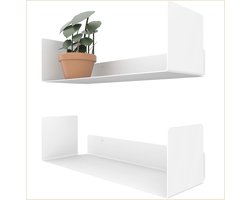 Wandplank wit modern & tijdloos design - Set van 2 - Eenvoudige montage - 2x 42cm - voor kantoor & woonkamer