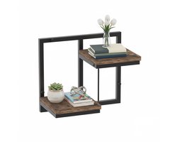 Wandplank - zwart/bruin - 32,5x29x19 cm - 1 plank - met ophangsysteem