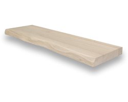 Wandplank zwevend eiken boomstam 80 x 20 cm - Eikenhouten wandplank - Wandplank - Zwevende wandplank - Fotoplank - Boomstam plank - Muurplank - Muurplank zwevend