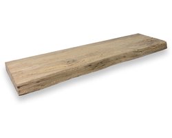 Wandplank zwevend oud eiken boomstam 120 x 20 cm - wandplank hout - wandplank - eiken wandplank - zwevende wandplank - Fotoplank - Boomstam plank - Muurplank - Muurplank zwevend