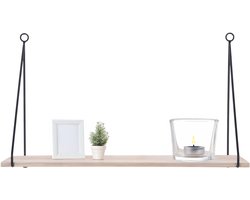 Wandplank/boekenplank - metaal - Paulownia hout - 50 x 16 x 29 cm