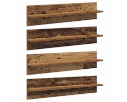 Wandplanken 4 st | Wandschappen Oud Hout 80 x 11,5 x 18 cm Bewerkt hout