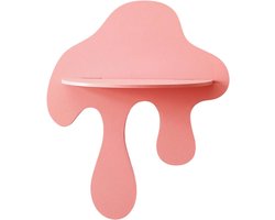 Wandplanken Druppelvorm - Zwevend Rek Hout - Decoratief Opbergen - Creatief Druppel Design - 31 cm Breed - Roze