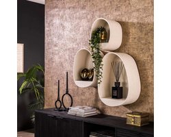 Wandplanken set van 3 druppelvorm | marmer composiet | 43x21x50 cm | modern design | sierlijk en praktisch | woonkamer en keuken