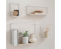 Wandplankenset van 4 Stukken - Metaal en Hout