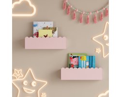 Wandplankenset Vestnes 2-delig 40x10x10 cm roze [en.casa]