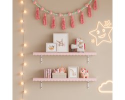 Wandplankenset Vestnes 2-delig 80x17x15 cm roze [en.casa]