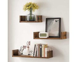 Wandplankset Konan | Kleine, middelgrote en grote wandplank | Bruin - Songmics - Wandrek - Bruin - MDF