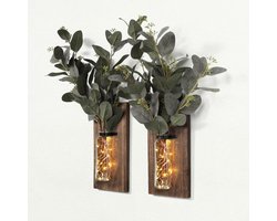 Wandplantenbakken set - Plantenbakken voor muur - Decoratie kamerplanten - Waterbestendig ontwerp - Bruin