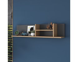 Wandrek 120x25x20 cm - houten Boekenrek - wandrekken - wandplank - Antraciet / Bruin - boekenplanken - Wandschap - Wandkast