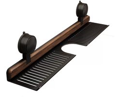 Wandrek Badkamer – Design Walnoothout en Aluminium – Opbergrek voor Douche & Wastafel