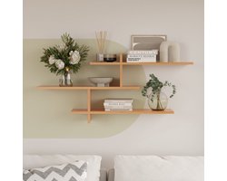 Wandrek - Bamboe Kleur - 123×55×22 cm - Wandplank - Met 3 Niveaus