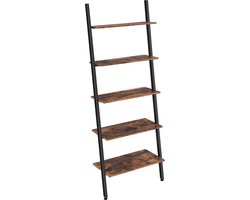 Wandrek - Boekenkast - Bovenkast - 5 planken - Bruin-Zwart - 64 x 34 x 186 cm