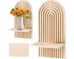 Wandrek - Boho-decoratie voor woonkamer - Houten plank - Rond