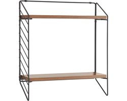 Wandrek Bømlo met 2 planken 47,5x42x14 cm zwart en walnootkleurig