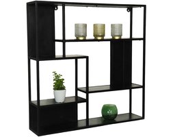 Wandrek Emma vierkant industrieel mangohout 75cm zwart muurdecoratie mango hout