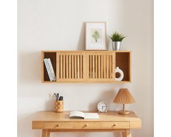 Wandrek Grums met 2 schuifdeuren 92,5x20x33 cm bamboe
