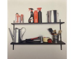 Wandrek H50xB82,8xD22cm voor kantoor - keuken - woonkamer - slaapkamer - garage rek - trapkast - boekenplank - boekenrek- boekenschap - decoratieschap - complete set met rail, plankdrager, schappen en montagemateriaal - Wandschap - Wandplank