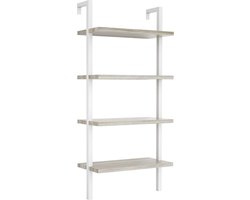 Wandrek ladder boekenkast Stoer - industrieel metaal hout - 152 cm hoog - wit