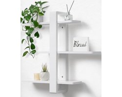 Wandrek met drie verstelbare planken - Modern wit design voor woonkamer of slaapkamer