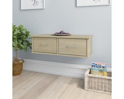 Wandrek met laden - Zwevende plank - Muren opfrissen - Met 2 laden - 60 cm breed - Sonoma eiken