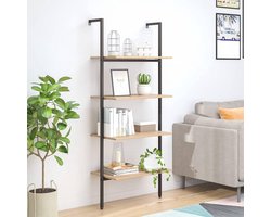 Wandrek met planken - Boekenkast staand - Extra opbergruimte - Robuuste stalen constructie - 64 x 35 x 1525 cm