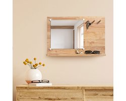 Wandrek met Spiegel en Peg Haken, Afmeting: L60xB7xH40cm