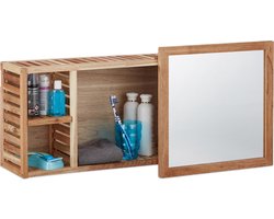 wandrek met spiegel - hout - verschuifbare spiegel - breedte 80 cm - badkamer