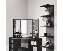 Wandrek “MetroWall” – Zwart – 14 Open Planken – Zwevende Wandkast – Industrieel Modern Wandmeubel – 190x30x28 cm – Krasbestendig Melamine – Voor Woonkamer, Slaapkamer & Kantoor – Industrialhome