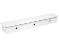 Wandrek Opbergrek Met 3 Lades En 1 Open Opbergvlak Minimalistisch Modern Design Wit Metaal Frame 80x15x10 Cm Grote Opbergruimte Ruimtebesparend Woonkamer Slaapkamer Keuken