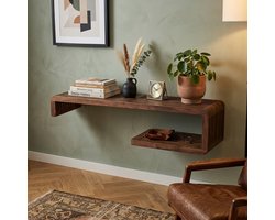 Wandrek Ponti - Gerecycled Teakhout - Bruin - 80x20x20 cm (BxHxD) - Direct Ophangen