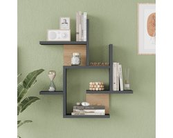 Wandrek Reyna 66x63x15 cm antraciet en houtkleurig [en.casa]