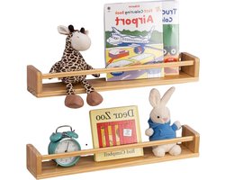Wandrek Set - Boekenplanken Hout - Kinderkamer Ordenen - 100% Massief Hout - 40 cm - Natuurlijk