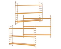 Wandrek Set met 3 Verstelbare Legplanken - Stalen Wandplanken in Oranje 50x60x15 cm