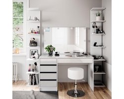 Wandrek Set van 2 “LoftLine” – Wit – 14 Planken – Zwevende Wandkast – Industrieel Modern Wandmeubel – 190x30x28 cm – Krasbestendig & Gelamineerd – Voor Woonkamer, Slaapkamer of Kantoor – Industrialhome